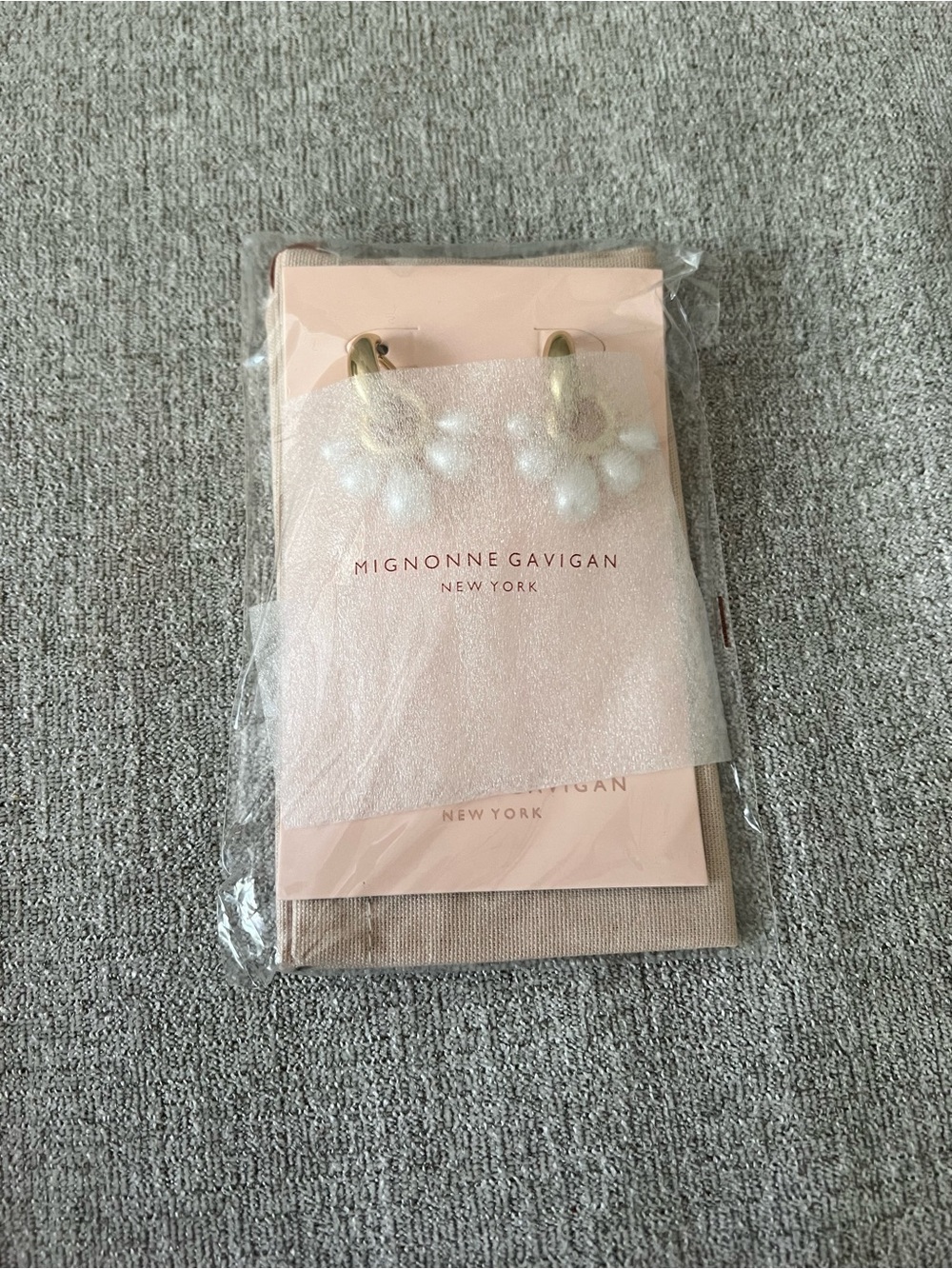 Mignonne Gavigan Gold Hoop Earrings with White Pearl Clusters